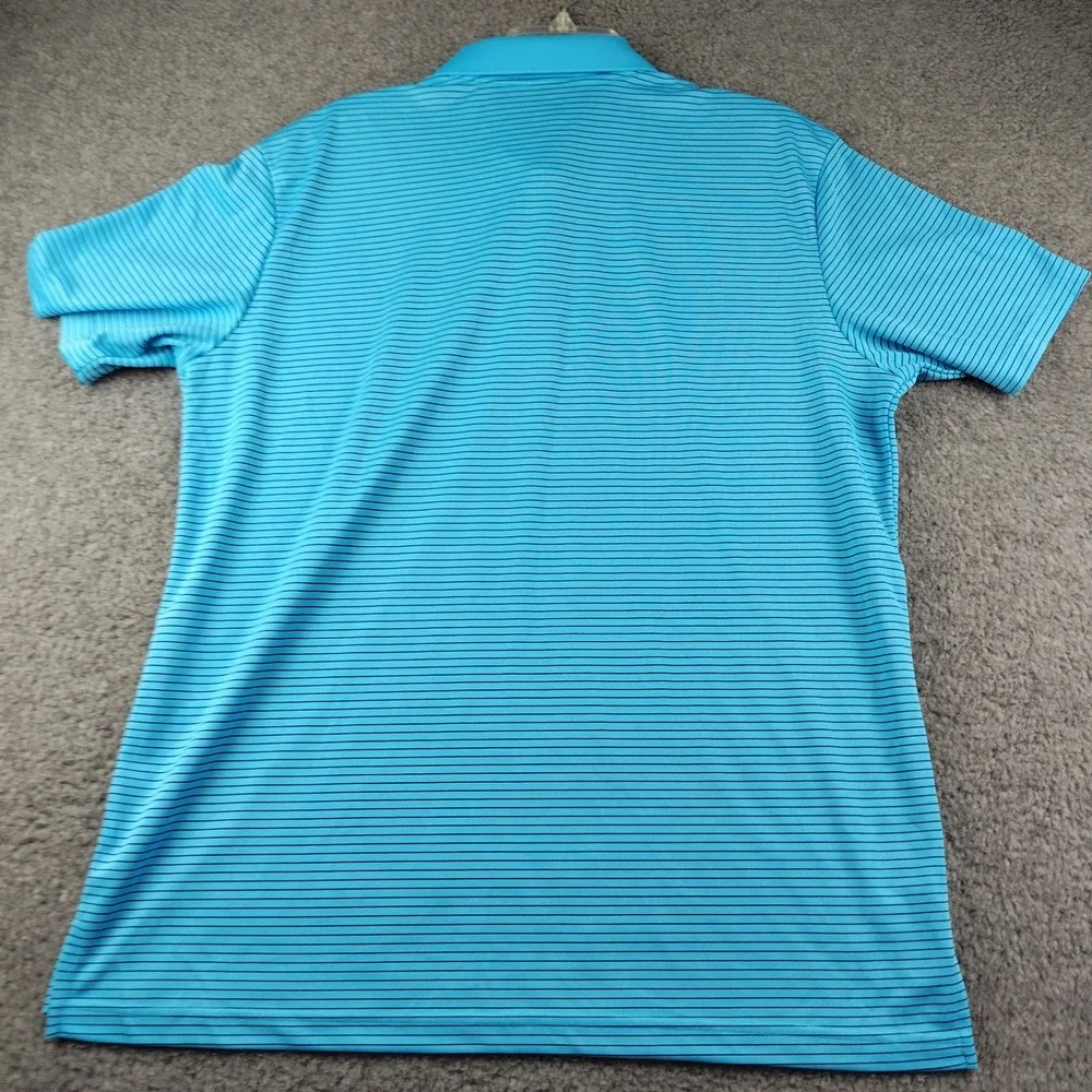Adidas Golf Mens XL Polo Shirt Blue Striped Short Sleeve Performance